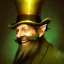 Placeholder: portrait of a old, elf man,, low beard,top hat,elegant gold and green suit,smiling,highly detailed, digital painting, artstation, concept art, cinematic lighting, illustration, 8k art by Jean Baptiste Monge