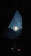 Placeholder: surreal glowing in dark, millions of stars. a sun view through a mountain big cave with people in it with candles lights in double exposure