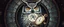 Placeholder: close up of owl cuckoo abraxas in the fish eye web, interdimensional portal, with a pocket watch with a chain in its claw