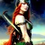 Placeholder: portrait 'beautiful Sexy Busty Redhead Sif',braided long hair,horned helmet, celtic tattoed,crystal clear green eyes,painting by gaston bussiere, greg rutkowski, yoji shinkawa, yoshitaka amano, tsutomu nihei, donato giancola, tim hildebrandt, oil on canvas, cinematic composition, extreme detail,fit full head inside picture,32k