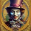 Placeholder: "Mad Hatter" book young man character of "Alice in the wonderland", detailed eyes, elegant,sarcastic smile, by Disney,Chie Yoshii,alphonse mucha