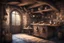 Placeholder: fantasy medieval kitchen with a table and an open door