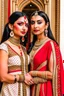 Placeholder: Indian and European brides are posing for magazine photoshoot