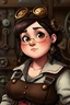 Placeholder: Portrait of a fat steampunk girl mechanic animated