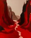Placeholder: A red river with gorges painted by Clyfford Still