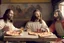 Placeholder: jesus and klopatra eating pizza in a pub