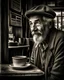 Placeholder: As you enter the coffee shop, you notice an enigmatic figure, a weathered man in his 50s with wise eyes and a knowing smile. Describe the encounter and capture the essence of the profound life lessons he imparts.