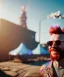 Placeholder: Ultra Realistic photo, medium shot view, family pose, retro futuristic scene,, steampunk style. Sunglasses, Red hair, confeti, smile, happy, festival, ovnis, gradient color fog. highly detailed, concept art, unreal engine 5, ray tracing, RTX, lumen lighting, ultra detail, volumetric lighting, 3d, finely drawn, high definition, high resolution.