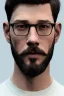 Placeholder: boy, young, glasses, beard, brown hair, brown eyes, medium hair, bangs side part, head and shoulders portrait, head and shoulders portrait, 8k resolution concept art portrait by Greg Rutkowski,