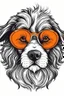 Placeholder: DOG wearing sunglasses, Style: Retro 80s, Mood: Groovy, T-shirt design graphic, vector, contour, white background.