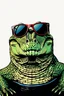 Placeholder: crocodile with sunglasses in the style of warhol