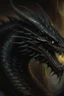Placeholder: 50s dark fantasy art, illustration of a black dragon