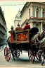 Placeholder: Fiacre, carriage with two horses in Vienna. Old postcard