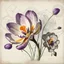 Placeholder: vintage botanical drawing of a large tulip flower, with a whimsical and surreal art style, dramatic lighting effects, and a touch of modern realism combined with abstract geometric art, resembling a soft watercolor painting with muted tones