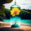 Placeholder: Surreal Waiizii Flower under a glass sculpture unbrella, Art by Joshy Sly,