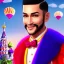 Placeholder: ringleader, Arthur Kulkov face shot, front, handsome, circus, male, Yamada Akihiro character portrait, Russian, lisa Frank fantasy, detailed matte painting, 8k resolution, Golden hour, interesting detailed storybook fantasy