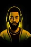 Placeholder: Create the image of a dark skinned dj, with a little beard, with a lot of talent in music production and house music.