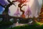 Placeholder: Immersive​ fantasy elven town city in the deep forest with ancient elder tree beautiful blossom nature river 4k full hd