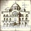 Placeholder: plan drawing of a byzantine cathedral in the style of art novel and torat