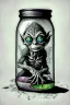 Placeholder: 1975 gollum in a jar surrealistic very attractive beautiful cute psychedelic hyperrealistic colorful cartoon dark comic colorful film noir pen pencil charcoal retro vintage art deco gothic fantasy view intricate detailed masterpiece art by gerald scarfes