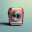 Placeholder: Tiny cute isometric metallic retro dslr camera, soft smooth lighting, with soft colors, 100mm lens, 3d octane render, cinema4d, trending on polycount, modular constructivism, blue background, physically based rendering, centered.