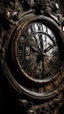 Placeholder: An old clock in the background of black vein, human veins, mixing together a lot of them, like a forest, big and small veins a lot of them, an antique grandfather wooden old clock on the wall