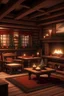 Placeholder: photorealistic image of christmas in a chalet with a fireplace