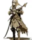 Placeholder: Girl Archer concept art, full body, sketch, coll style, bow