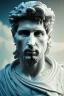 Placeholder: Ultra Realistic image, Roman sculpture, white marble material, Lionel Messi, sun radial crown, chisel style, waist up portrait, epic, celestial, cinematic lighting, God light, god rays, 4k resolution, smooth details, ornate details, soft lighting, unreal engine 5, marble background.