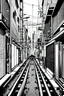 Placeholder: Tokyo alley, line arts, greyscale