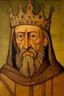 Placeholder: 13th century painted portrait of a 45 year old male lord from the medieval period.