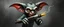 Placeholder: air brush 3d with pen outline, mongrel goblin gremlin holding fork , charcoal fog border