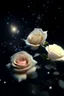 Placeholder: delicate creamy roses, night, bright stars, shine magic