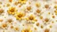 Placeholder: Hyper Realistic Beige-&-Yellow small-multicolor-flowers With Glowing Golden Embers On Off-White Grunge Background.