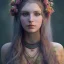 Placeholder: A beautiful female celtic druid with hair made out of flowers, digital art, HD, 8k, high definition, very high quality, detailed eyes, nature, druid, fantasy