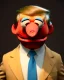 Placeholder: Waist up Portrait, Donald trump muppet, Sesame Street style, retro style, photo studio, unreal engine 5, god lights, ray tracing, RTX, lumen lighting, ultra detail, volumetric lighting, 3d.