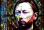 Placeholder: Thom Yorke's face stained glass window,panel, lead caming, medieval stained glass