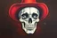 Placeholder: front facing skull (wearing a cowboy hat, confederate), airbrush