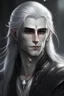 Placeholder: Ethereal Handsome silver haired moon elf man beautiful black eyes