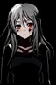 Placeholder: sad, numb, heartbroken, emotionless, disfigured anime girl with black background