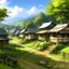 Placeholder: Painting manga style, japanese village in nature