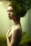 Placeholder: portrait photography of ethereal beauty, 8K, long oak tree roots, a woman's head, sunny, mist