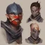 Placeholder: dungeons and dragons, portrait, watercolor, Muslim, arab, full body, masked