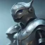 Placeholder: a cat-like robot with blue eyes wearing a medieval armor, high detail, photo, 8k, ray-tracing