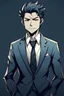 Placeholder: Handsom man in suit in anime art style.