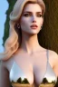 Placeholder: full body long shot of roman, realistic face, accurate and detailed facial features, symmetric eyes, big lips,(purple lips), pale skin, ample cleavage, tube top ,standing in river side next a old tree.