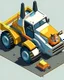 Placeholder: Isometric bobcat skidsteer with front bucket attachment, 3d cartoon proportions, Digital painting