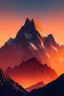 Placeholder: big rock mountains with and orange dawn sky with no clouds close montains