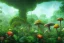 Placeholder: jungle on an alien planet with massive flowers, fruits and mushrooms, wideangle view, volumetric lighting, volumetric clouds, small minutiae, tiny features, particulars, precise pencil outlines, sharp lines, cinematic art by jessada sutthi