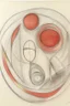 Placeholder: Pencil drawing and watercolour by Barbara Hepworth red grey and gold